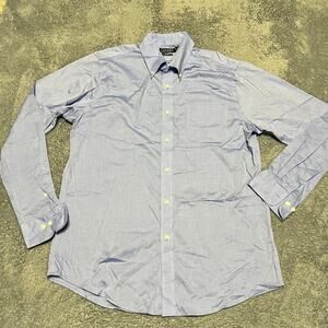 Lauren Ralph Lauren Black Label Shirt Mens 16.5 Blue Slim Fit Stretch Non Iron